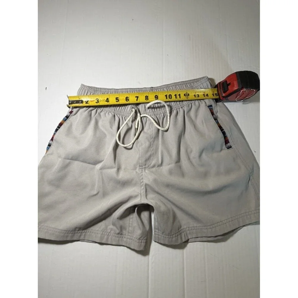 WOWIE Men’s Medium Khaki Hybrid Volley Shorts Elastic Drawstring Beach Casual